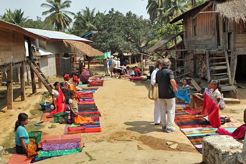 LuangSayCruise-Day2-10 Hand woven textiles of silk and cotton in Ban Baw hill tribe village