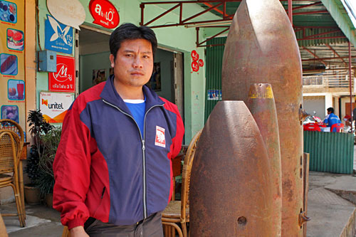 UXO-Bounmee Bounmy Vichack lost left arm when UXO exploded while digging fish pond on his family farm