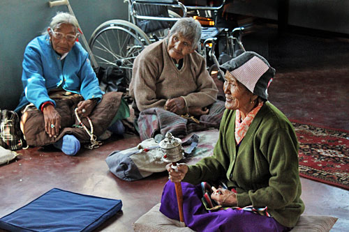 Pokhara-Tashiling-Tibetan-Refugee-Settlement-Human-Rights-Day6 Tibetan women exchange news at International Human Rights Day Celebration at Tashiling Tibetan refugee settlement in Pokhara, Nepal